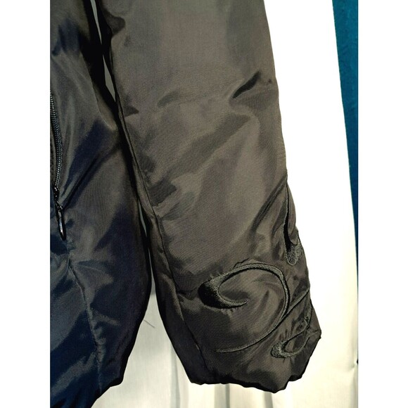 Guess Women’s Down Puffer Jacket Black Embroidered Full Zip Ski Western Large - Picture 7 of 15